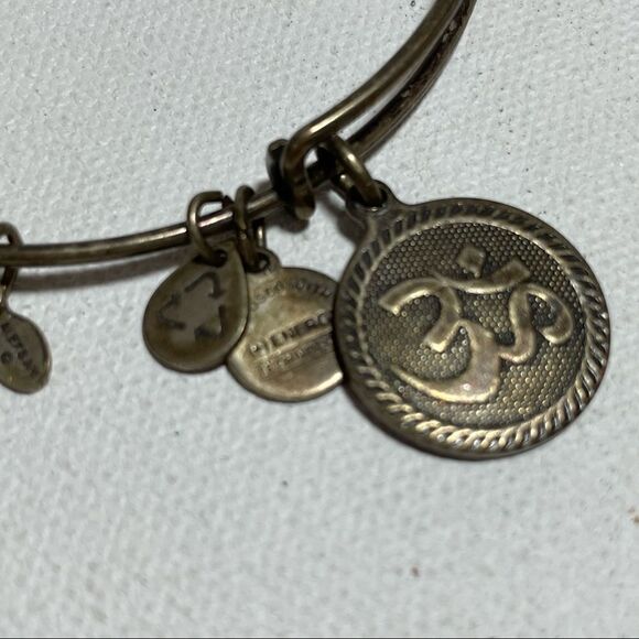 Alex and Ani and Chrysalis crown, lotus, OM, aquamarine charm Bracelet lot - Picture 12 of 13